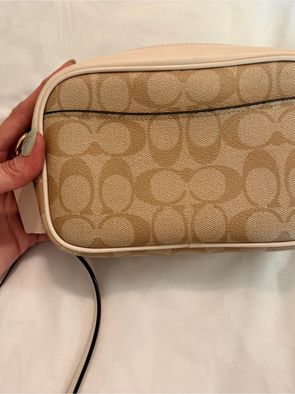 Coach Tan Signature Canvas Crossbody with Cream Trim